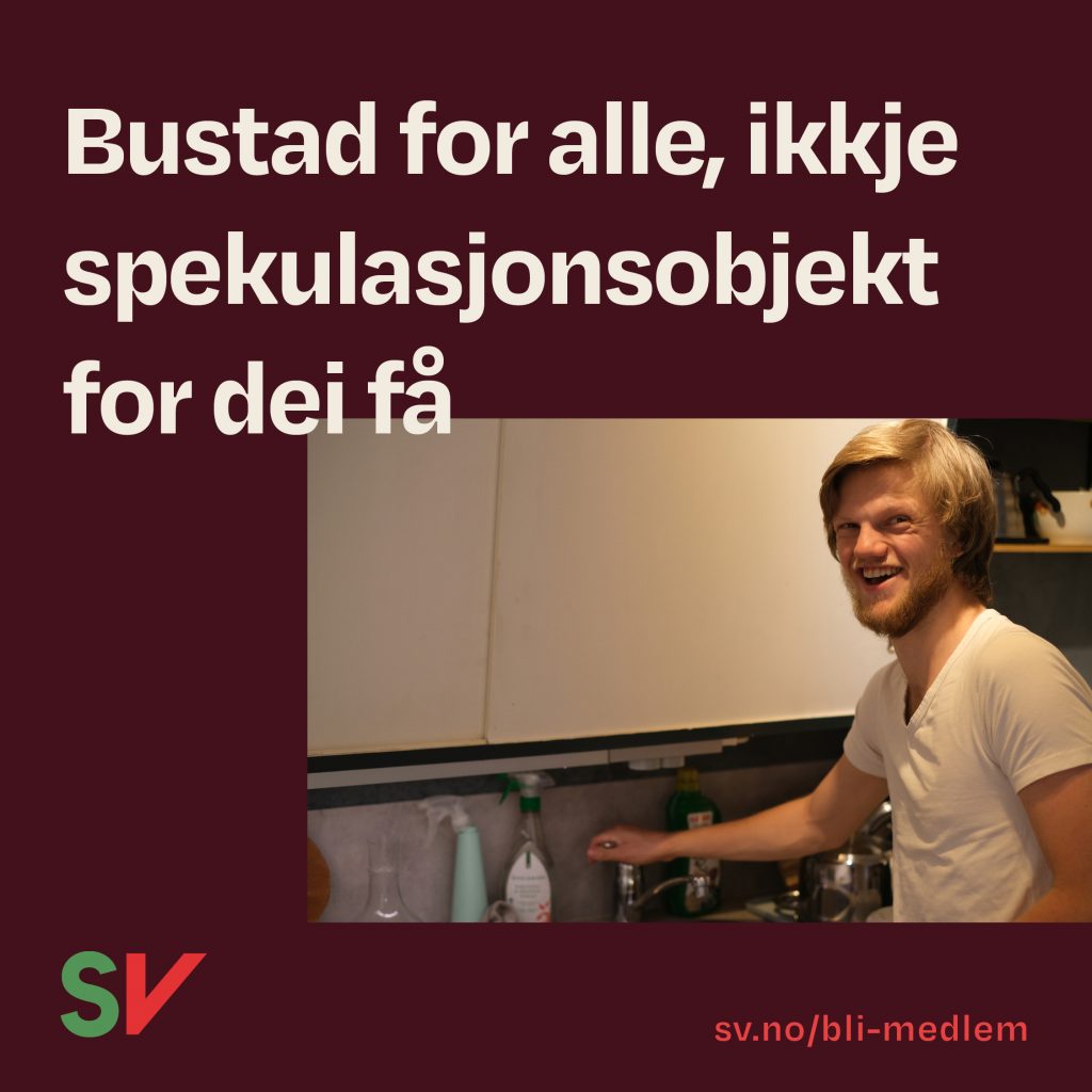 Bustad for alle, ikkje spekulasjonsobjekt for dei få - ung mann på kjøkken. tekst og foto