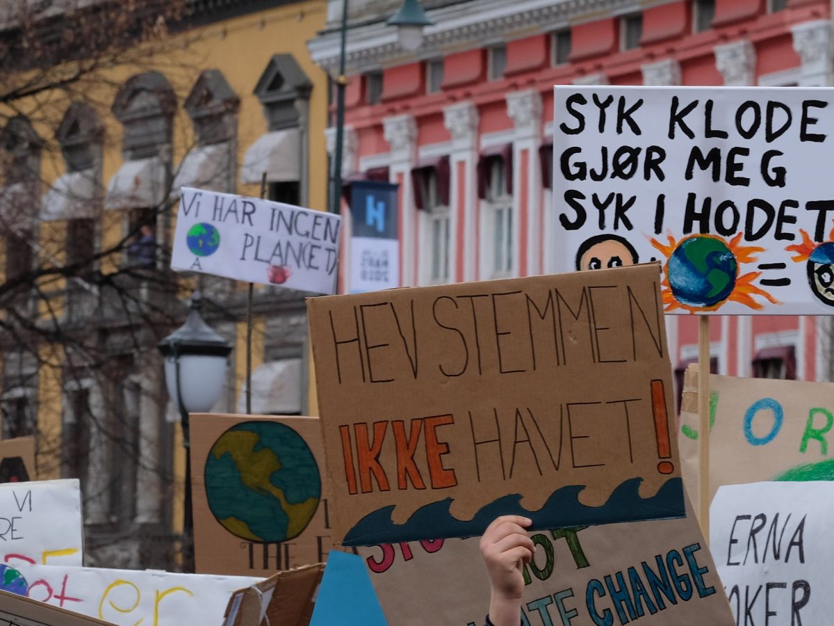 Klimastreik utenfor stortinget. Foto