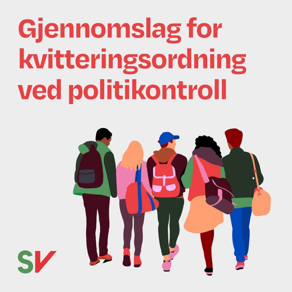 Gjennomslag for kvitteringsordning ved politikontroll - Gruppe ungdommer. tekast og illustrasjon