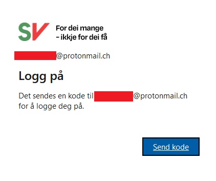 Microsoft 365 bekreftelse på at det sendes påloggingskode til brukerens epost. skjermdump