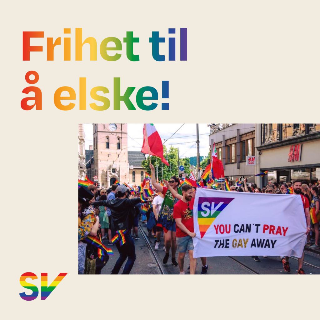 Frihet til å elske! - Folk i pridetog. tekst og foto