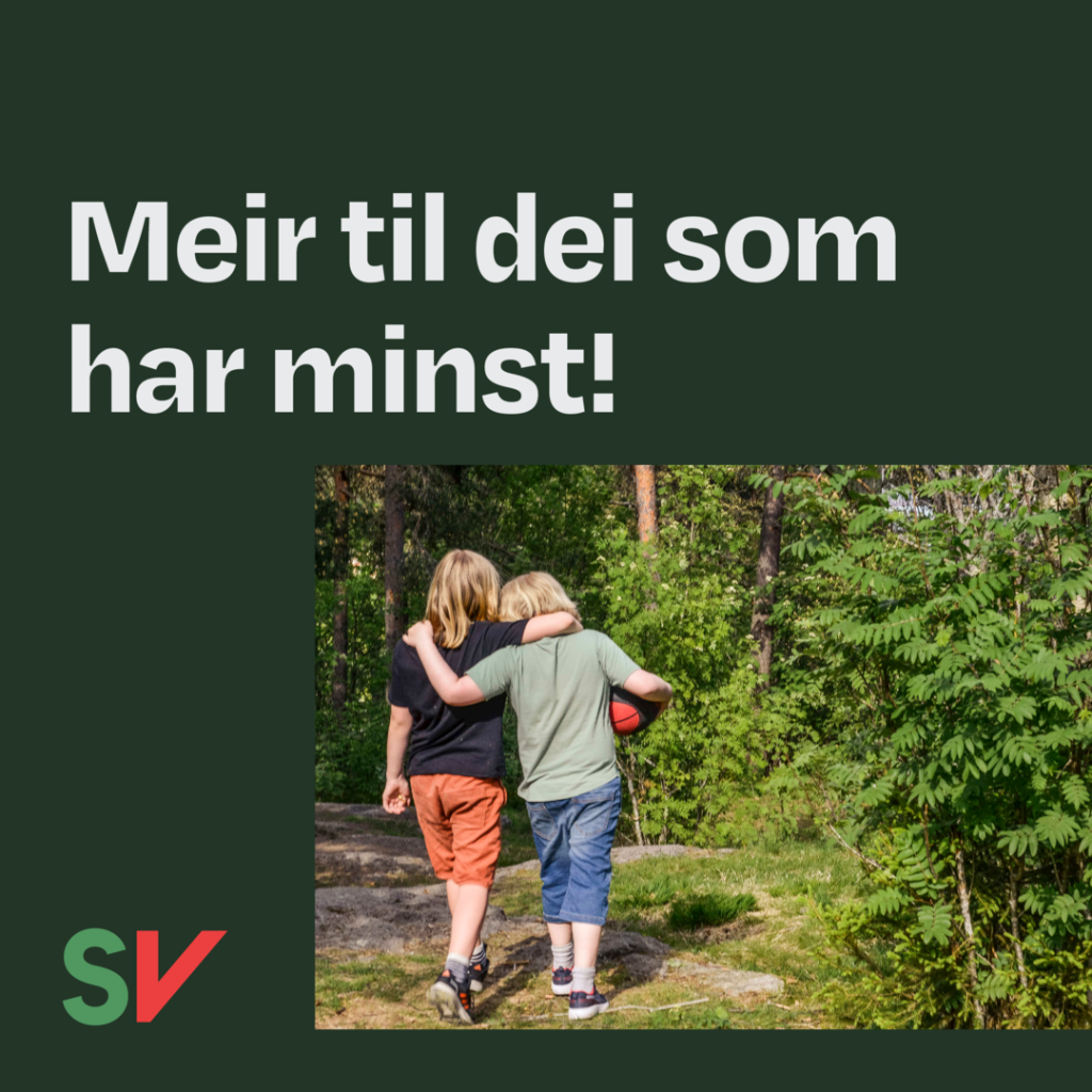 Bilde: To barn på tur Tekst: Meir til dei som har minst!