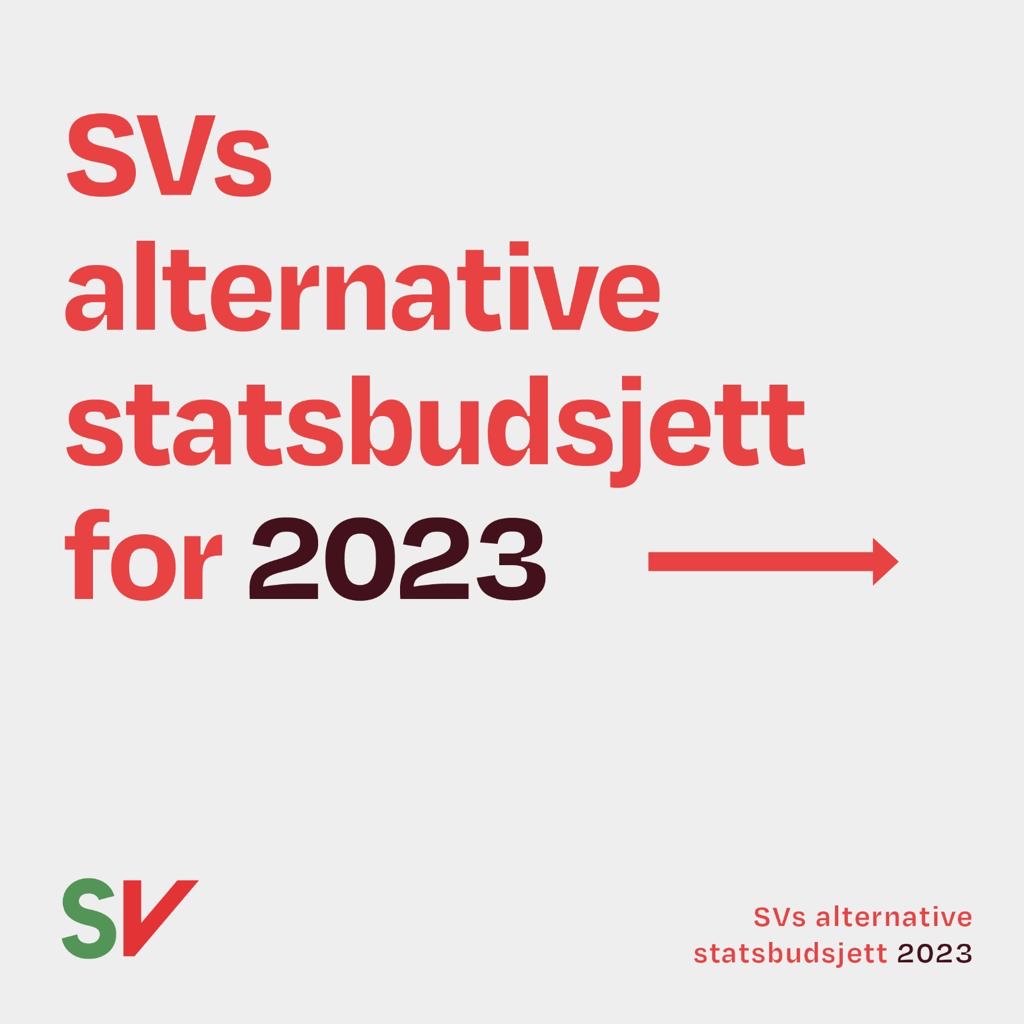 "SVs alternative statsbudsjett for 2023" Bilde av en pil som peker til høyre.