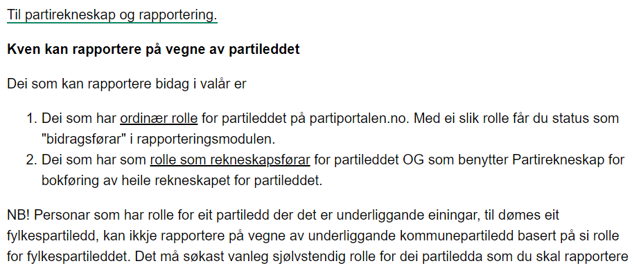 Partiportalen. skjermdump