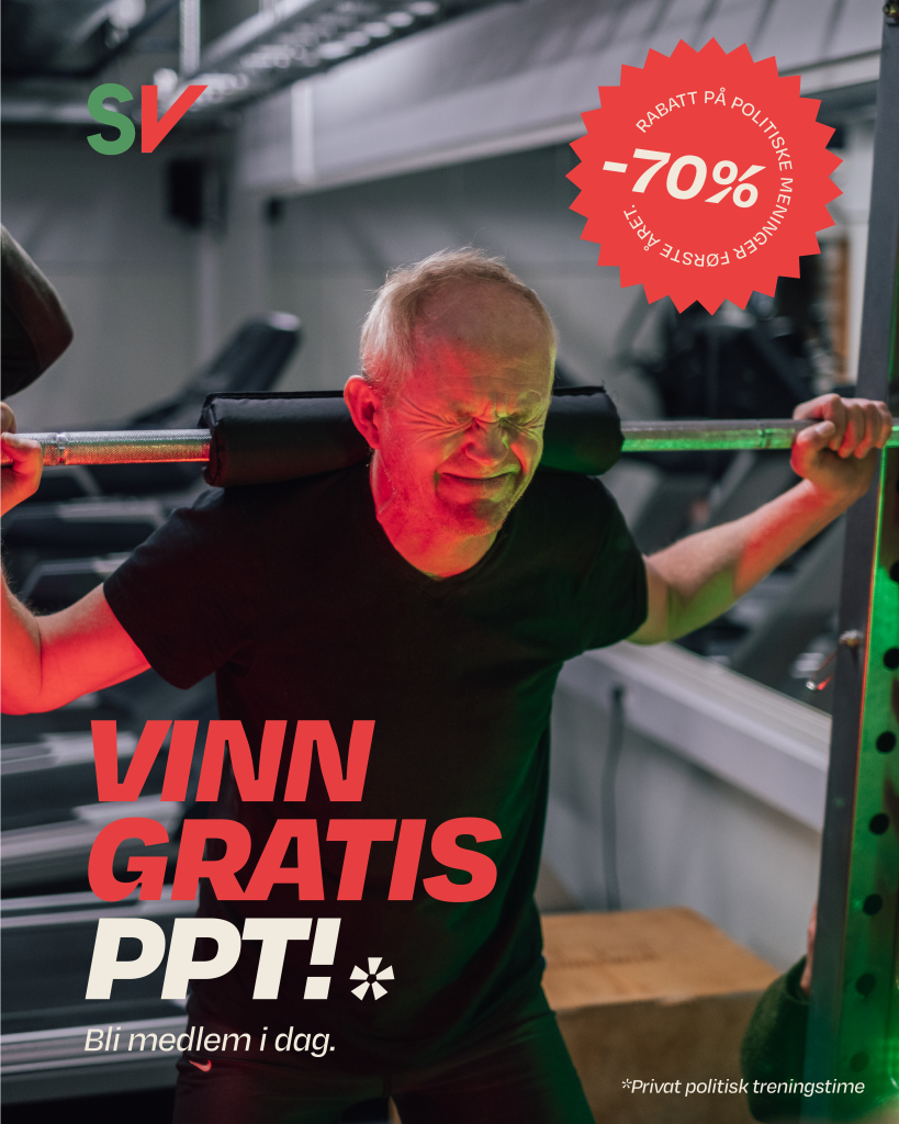 Vinn gratis PPT. Bli medlem i dag. - bilde av lars haltbrekken som løfter vekter med tekst