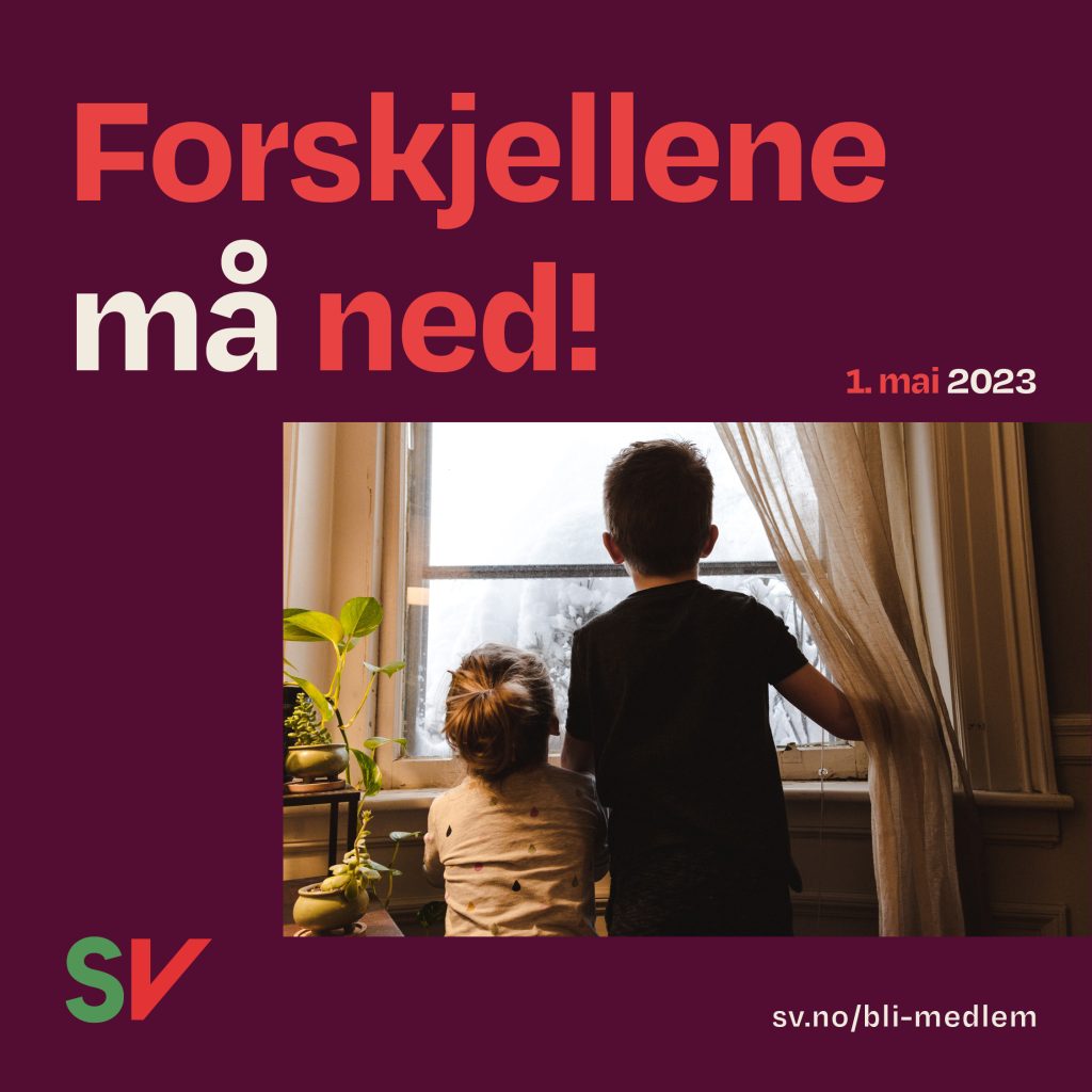 Forskjellene må ned! Tekst over bilde av to barn som ser ut vinduet sett bakfra