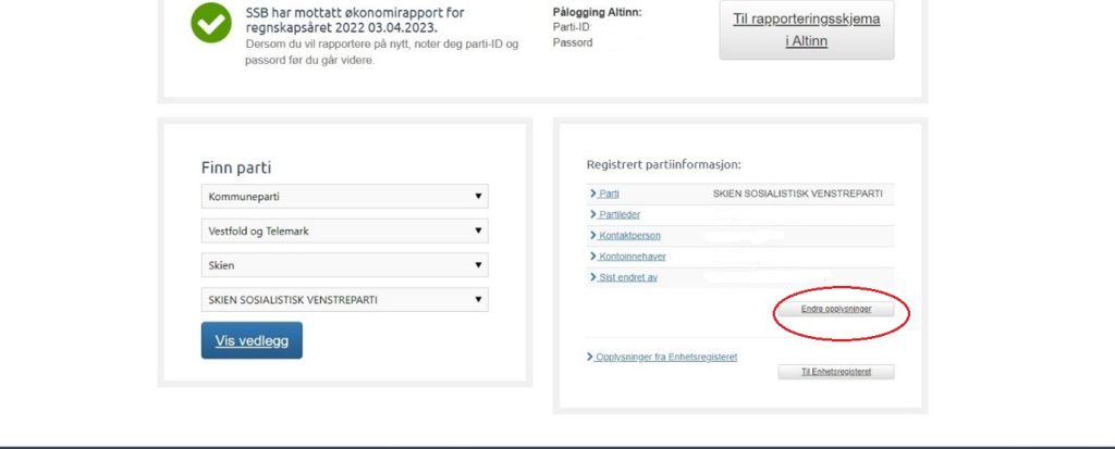 partiportalen. skjermdump