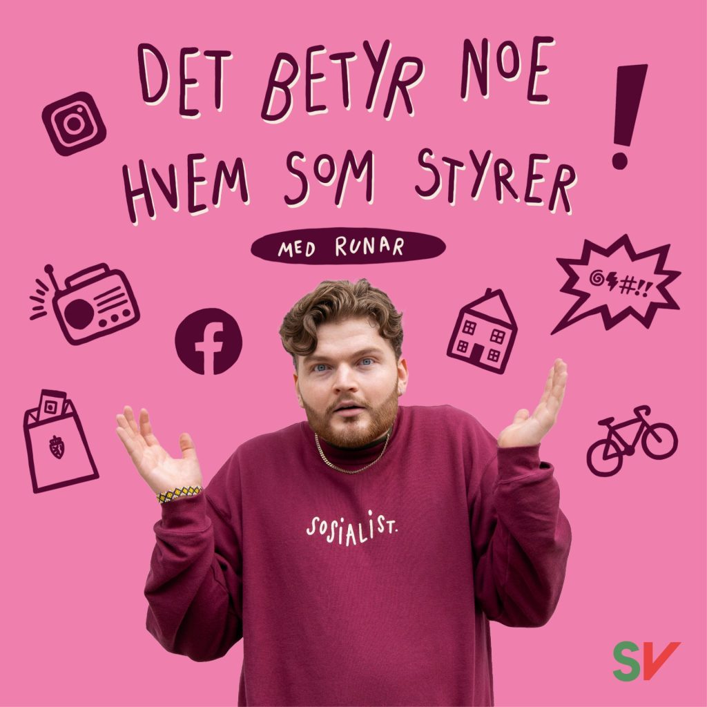 Det betyr noe hvem som styrer med Runar - Runar Martinussen. tekst over grafikk med foto