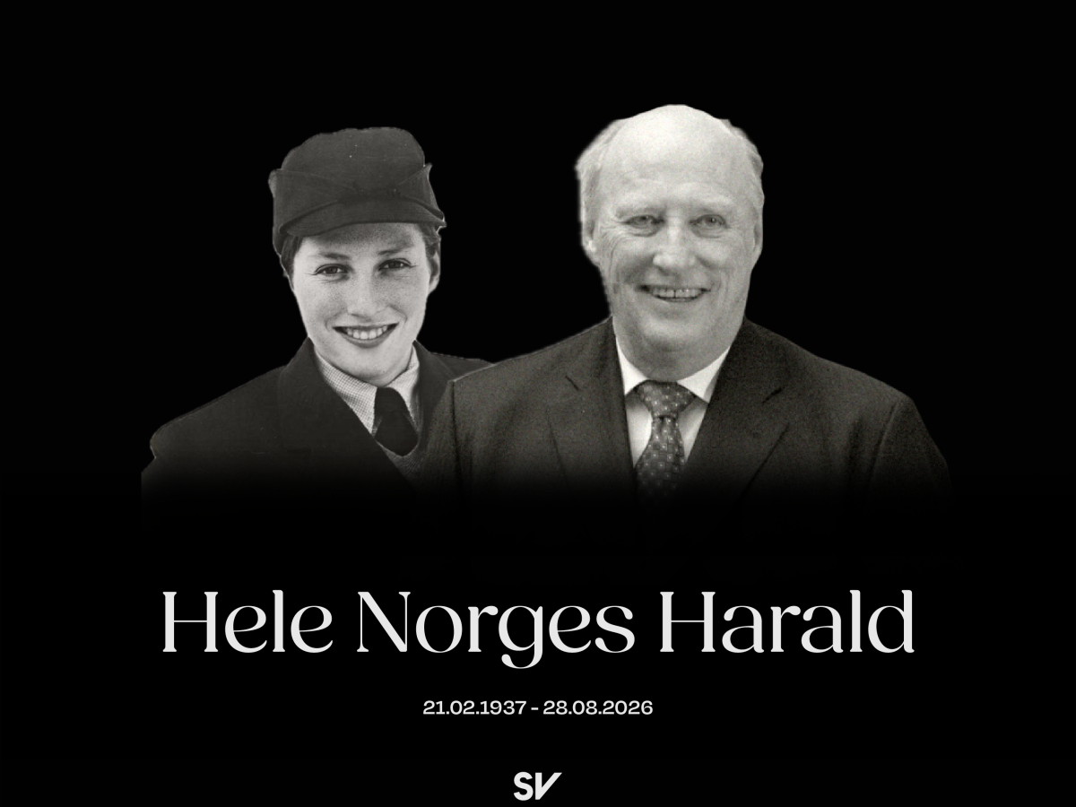 Hele Norges Harald - Kong Harald som ung og som gammel i svart hvitt. tekst over foto